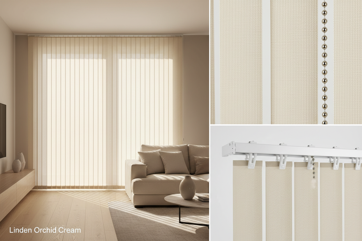 Linden Orchid Cream Vertical Blind Slats (89mm)