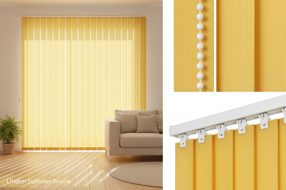 Linden Summer Yellow Vertical Blind Slats (89mm)