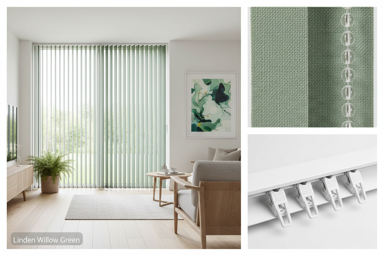 Linden Willow Green Vertical Blind Slats (89mm)