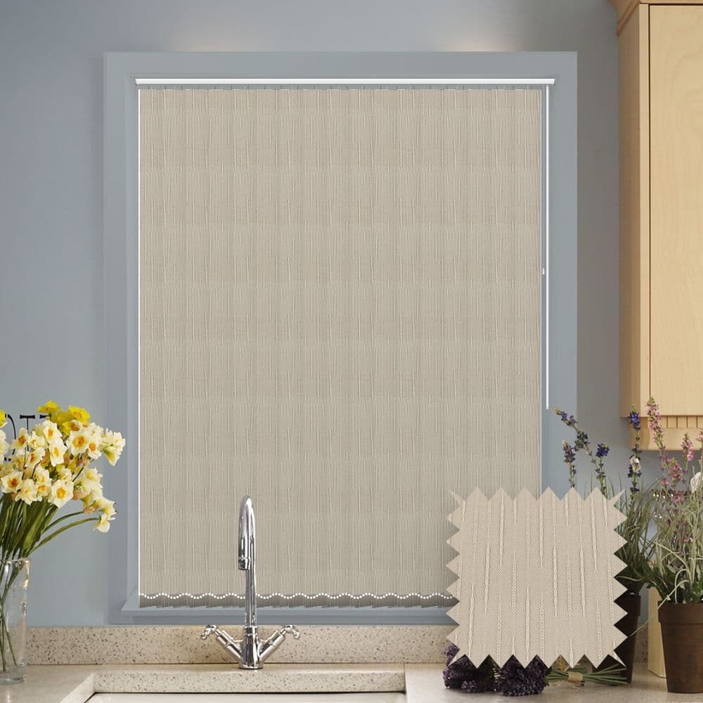 Made to measure vertical blinds in Dalia Cream patterned fabric