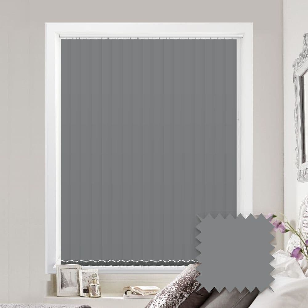 Made to measure vertical blinds in Scope Harbour Grey plain fabric