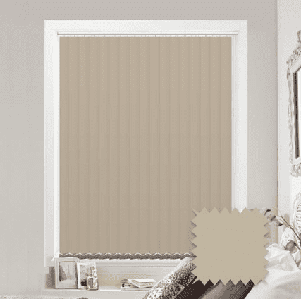 Made to measure vertical blinds in Scope Harmony Cream plain fabric