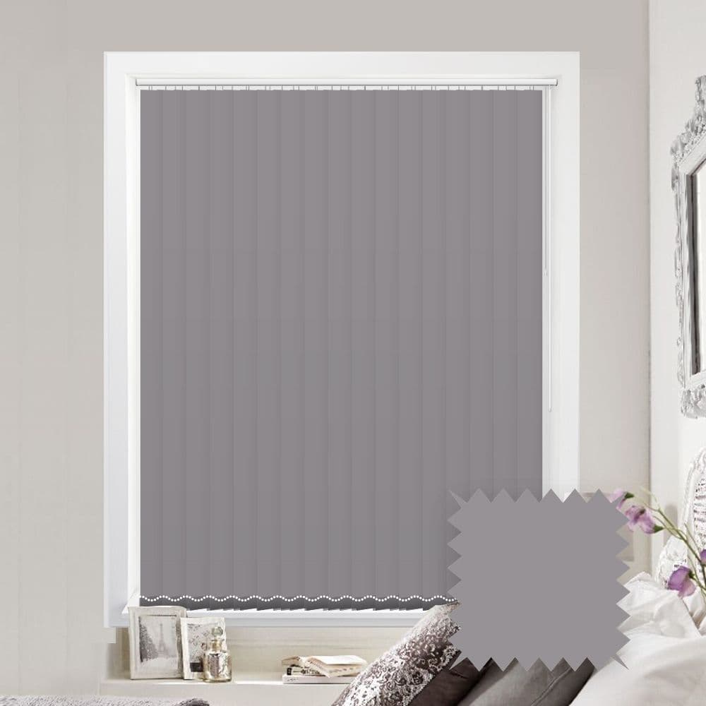 Made to measure vertical blinds in Scope Nomad Grey plain fabric