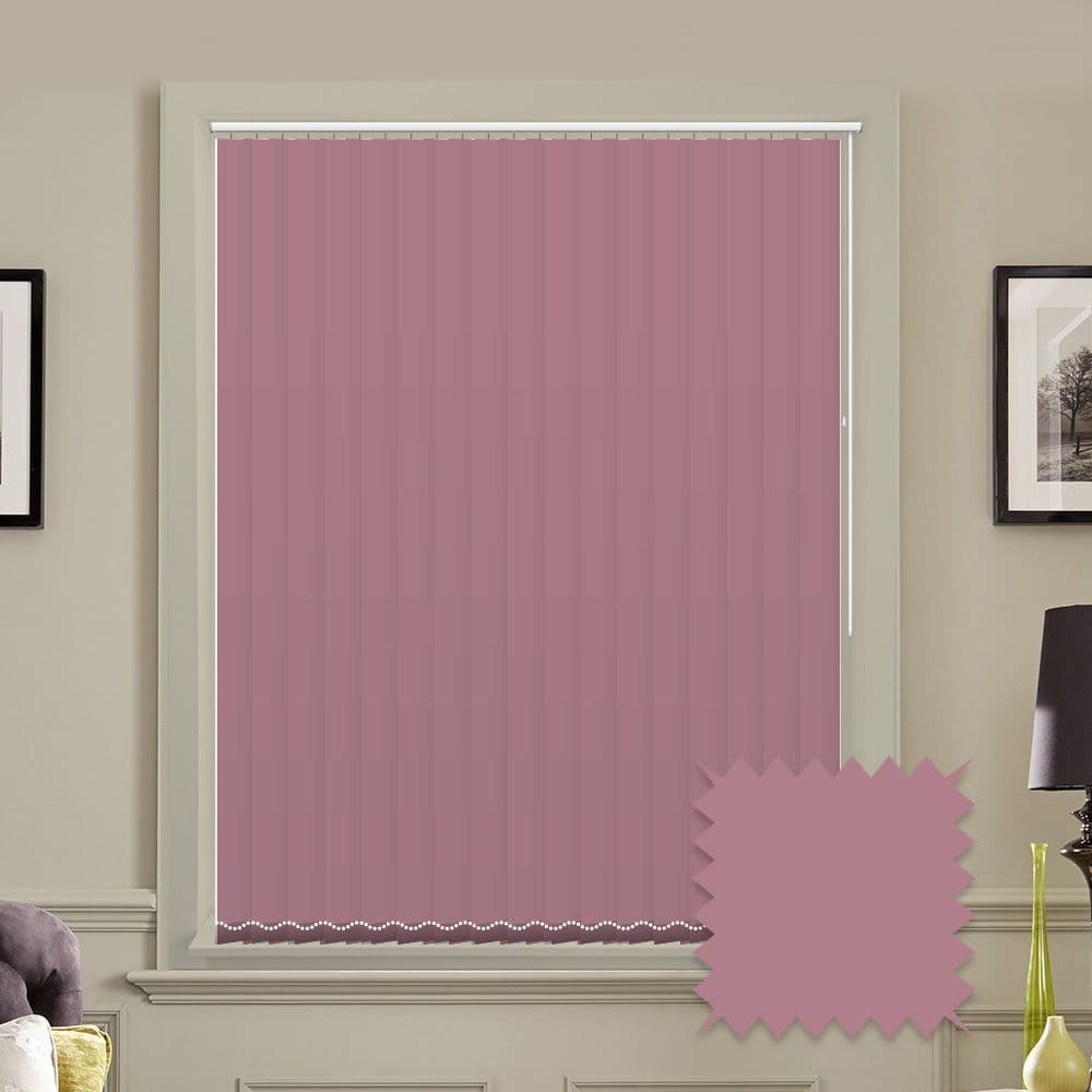 Made to measure vertical blinds in Splash Arcadia Pink plain fabric
