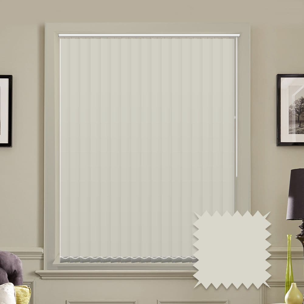 Made to measure vertical blinds in Splash Modesty Cream plain fabric