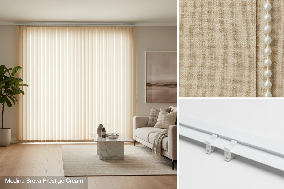 Medina Breva prestige Cream replacement louvres /slats for vertical blinds 3.5" (89mm)