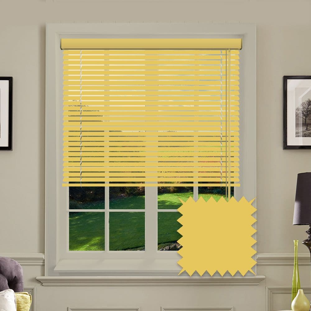 Pale Yellow Matt  Aluminium venetian blind in Brushed Sand