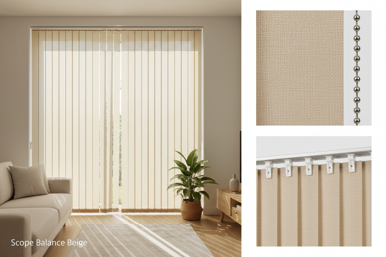 Scope Balance Beige Vertical Blind Slats (89mm)
