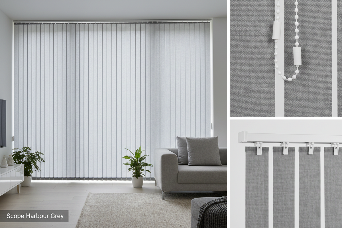 Scope Harbour Grey Vertical Blind Slats (89mm)