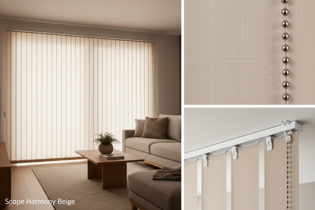 Scope Harmony Beige Vertical Blind Slats (89mm)