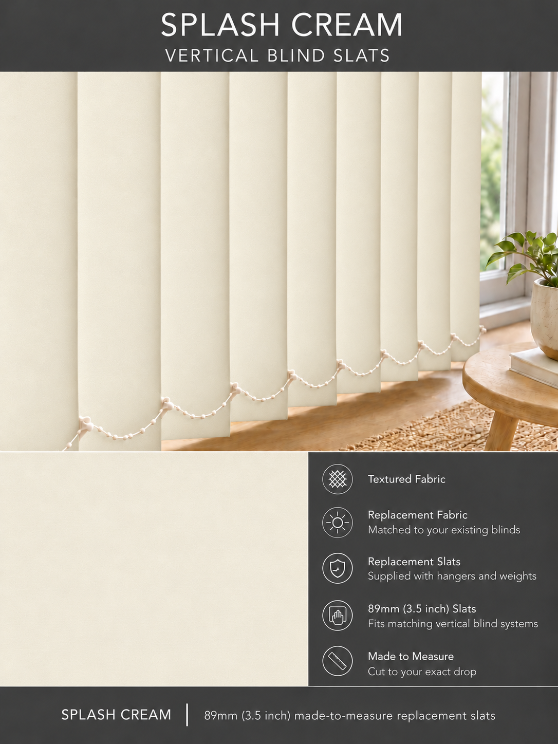 Splash Cream Vertical Blind Slats (89mm) — Fitz master template