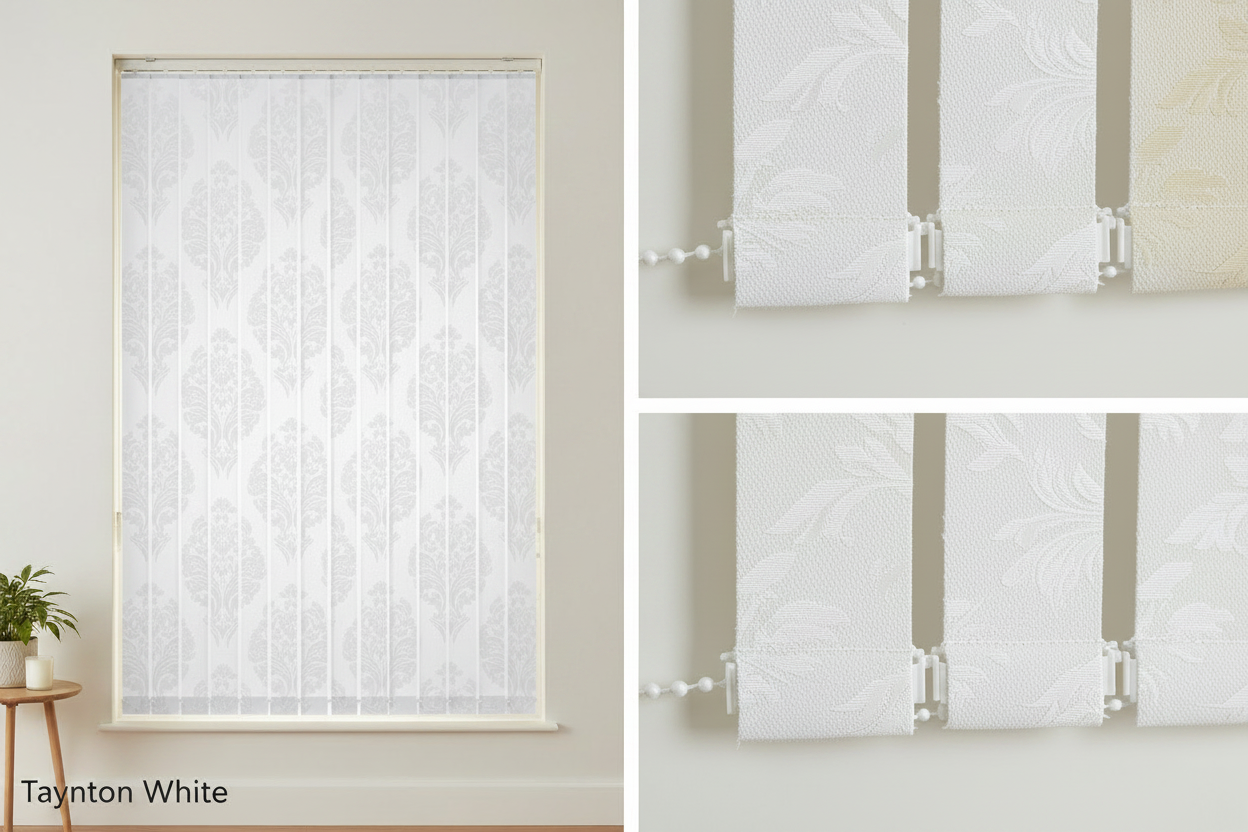 Taynton White Vertical Blind Slats (89mm)