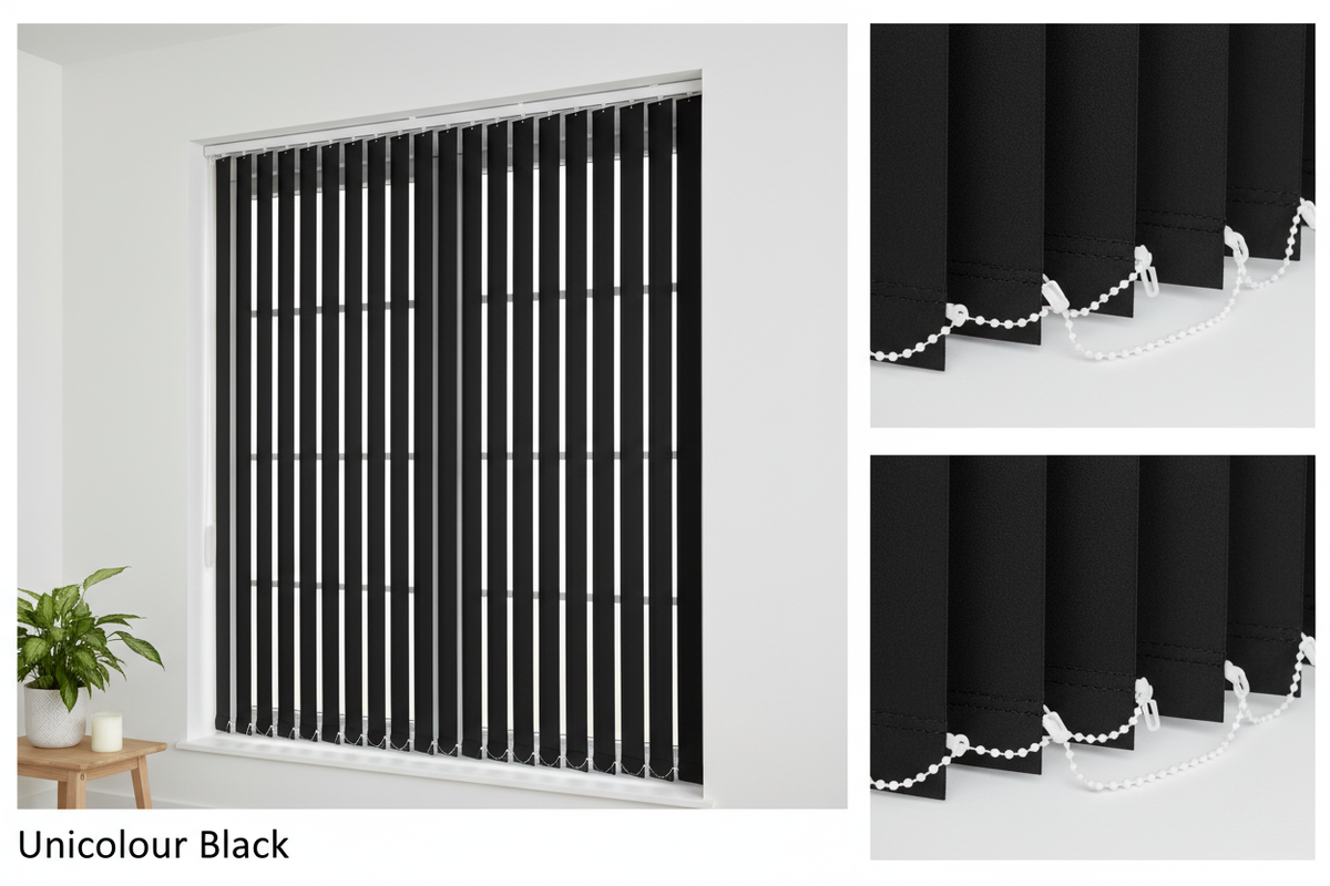 Unicolour Black Vertical Blind Slats (127mm)