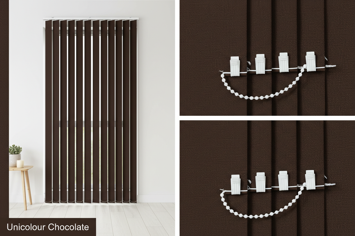 Unicolour Chocolate Vertical Blind Slats (127mm)