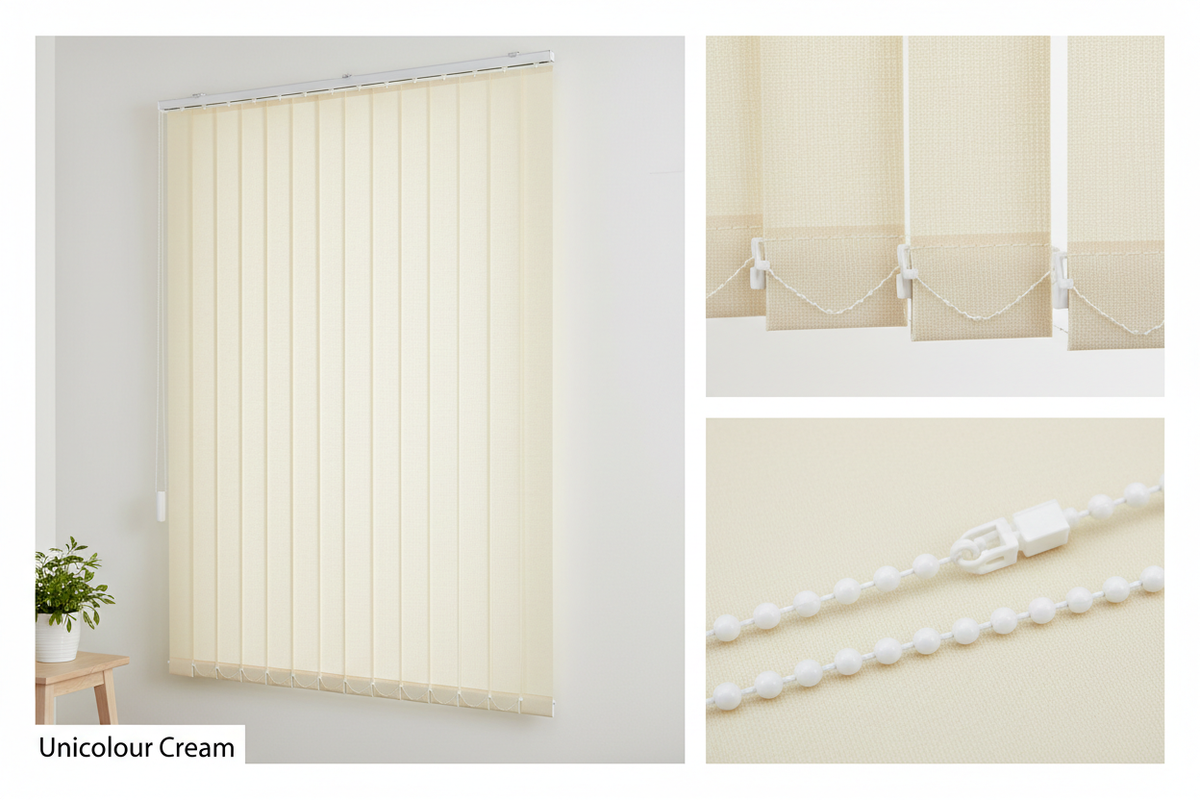 Unicolour Cream Vertical Blind Slats (127mm)