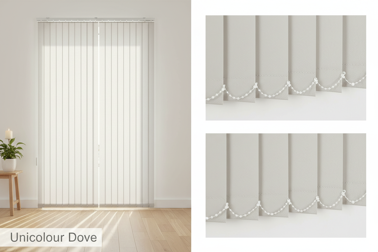 Unicolour Dove Vertical Blind Slats (127mm)
