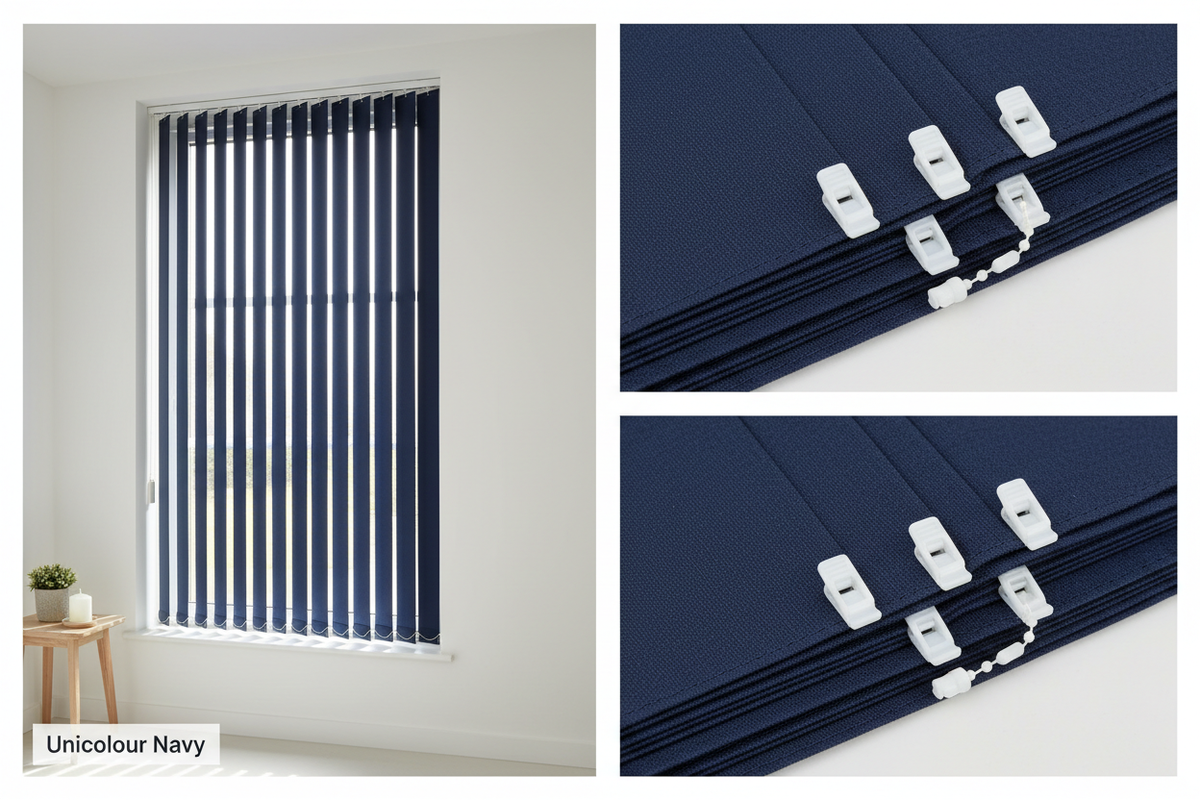Unicolour Navy Vertical Blind Slats (127mm)