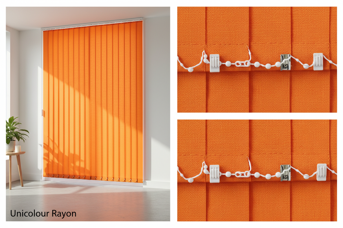 Unicolour Rayon Vertical Blind Slats (127mm)