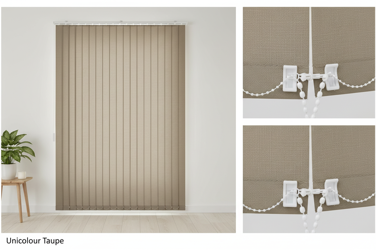 Unicolour Taupe Vertical Blind Slats (127mm)