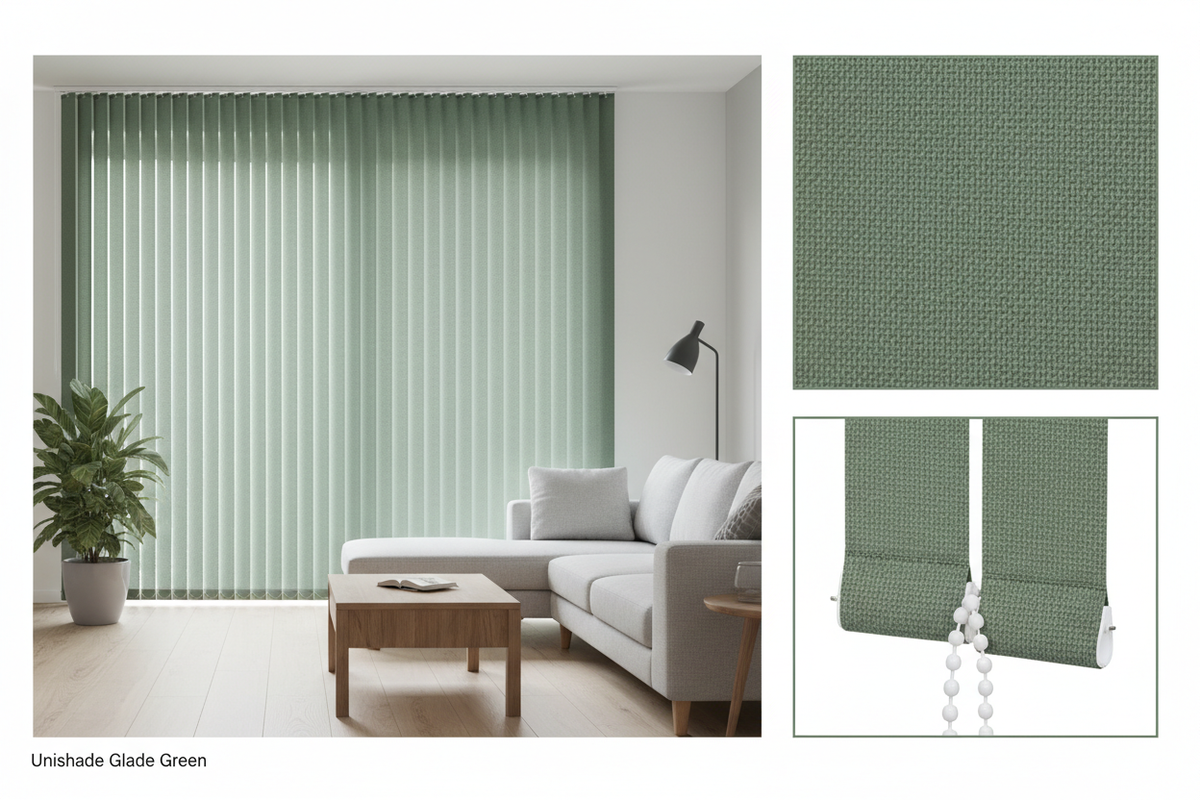 Unishade Glade Green Blackout Vertical Blind Slats (127mm)
