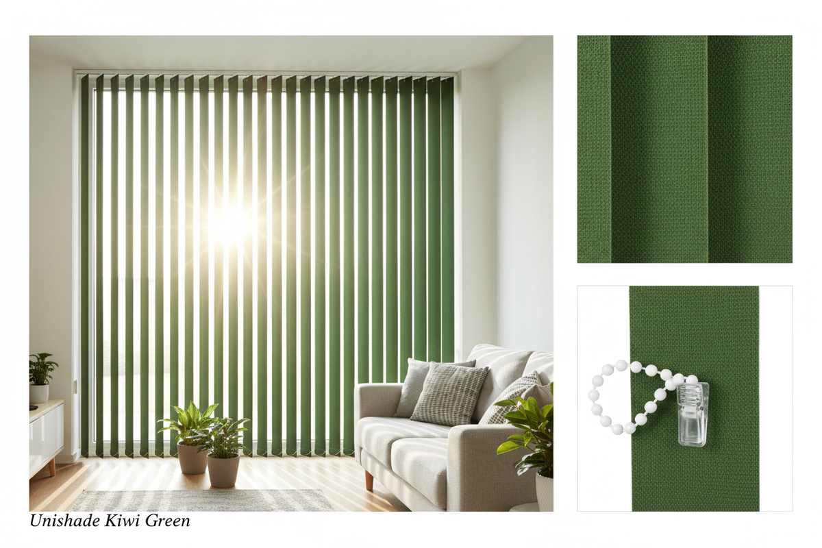 Unishade Kiwi Green Blackout Vertical Blind Slats (127mm)