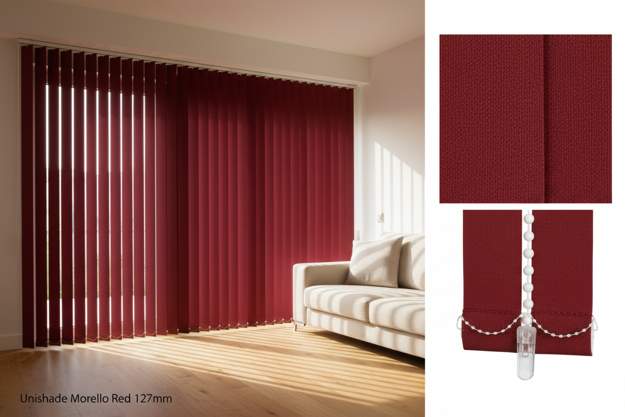 Unishade Morello Red Blackout Vertical Blind Slats (127mm)