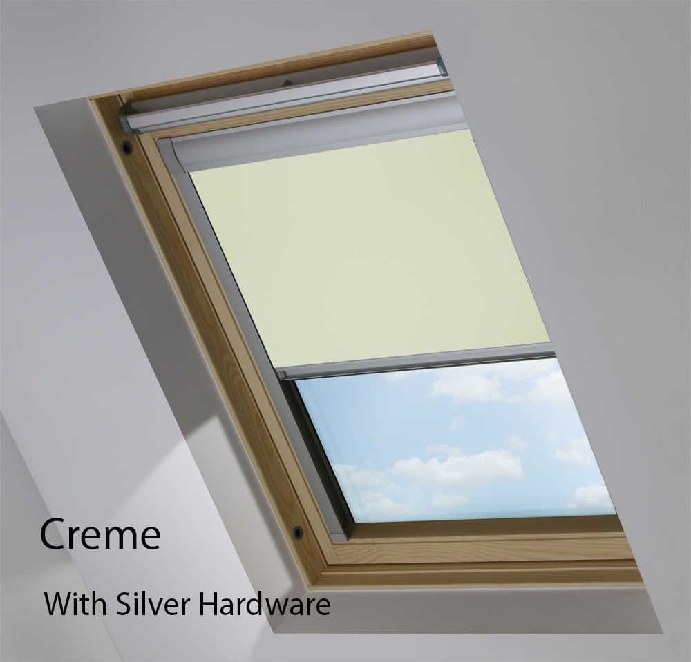 VELUX Blackout Roller Roof Blind in View Creme in Silver Hardware