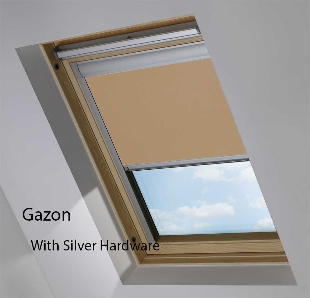 VELUX Blackout Roller Roof Blind in View Gazon in Silver Hardware