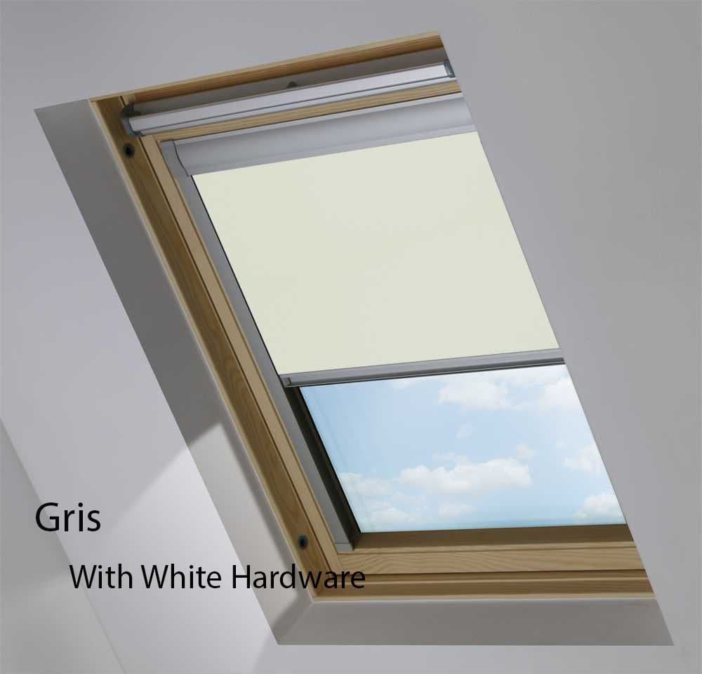 VELUX Blackout Roller Roof Blind in View Gris in White Hardwire