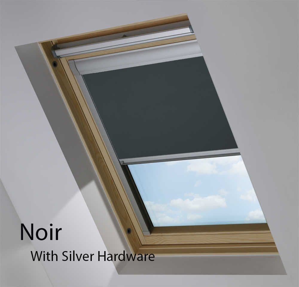 VELUX Blackout Roller Roof Blind in View Noir in Silver Hardware