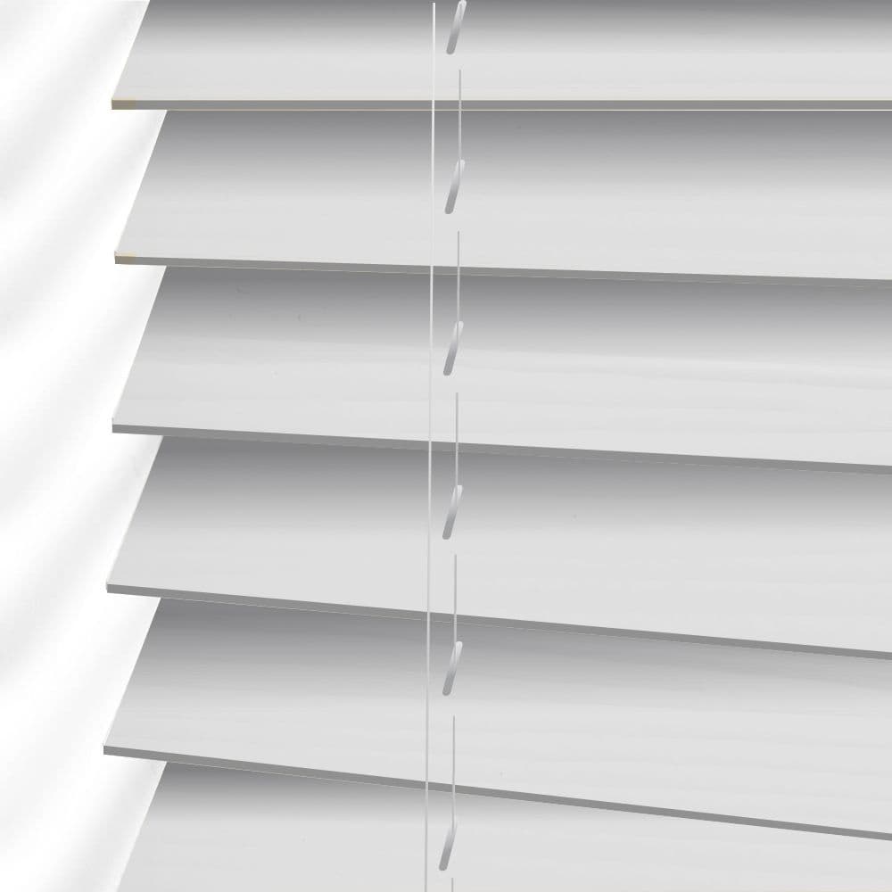 White Faux Wood ALINA FINE GRAIN Embossed White  Venetian Blinds