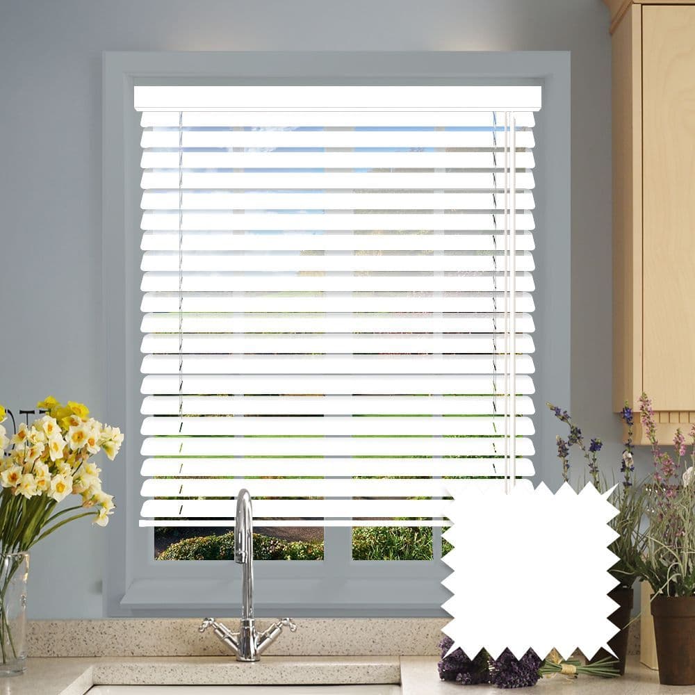 White Faux Wood  ALINA Smooth White Venetian Blinds