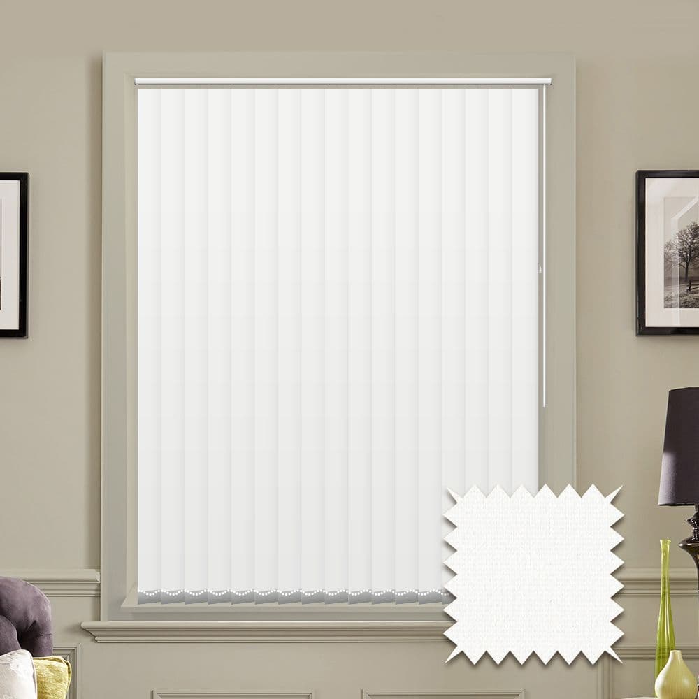 White Made to measure vertical blinds in Guardian White plain FR / Antibacterial fabric