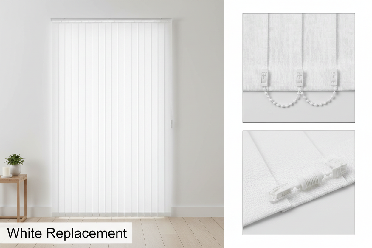 Unicolour Naro White Vertical Blind Slats (127mm)